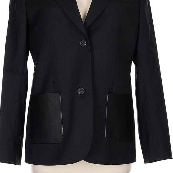 NWT The Kooples Black Two-Button Leather-Pocket Versatile Blazer Size 40 - Picture 3 of 11